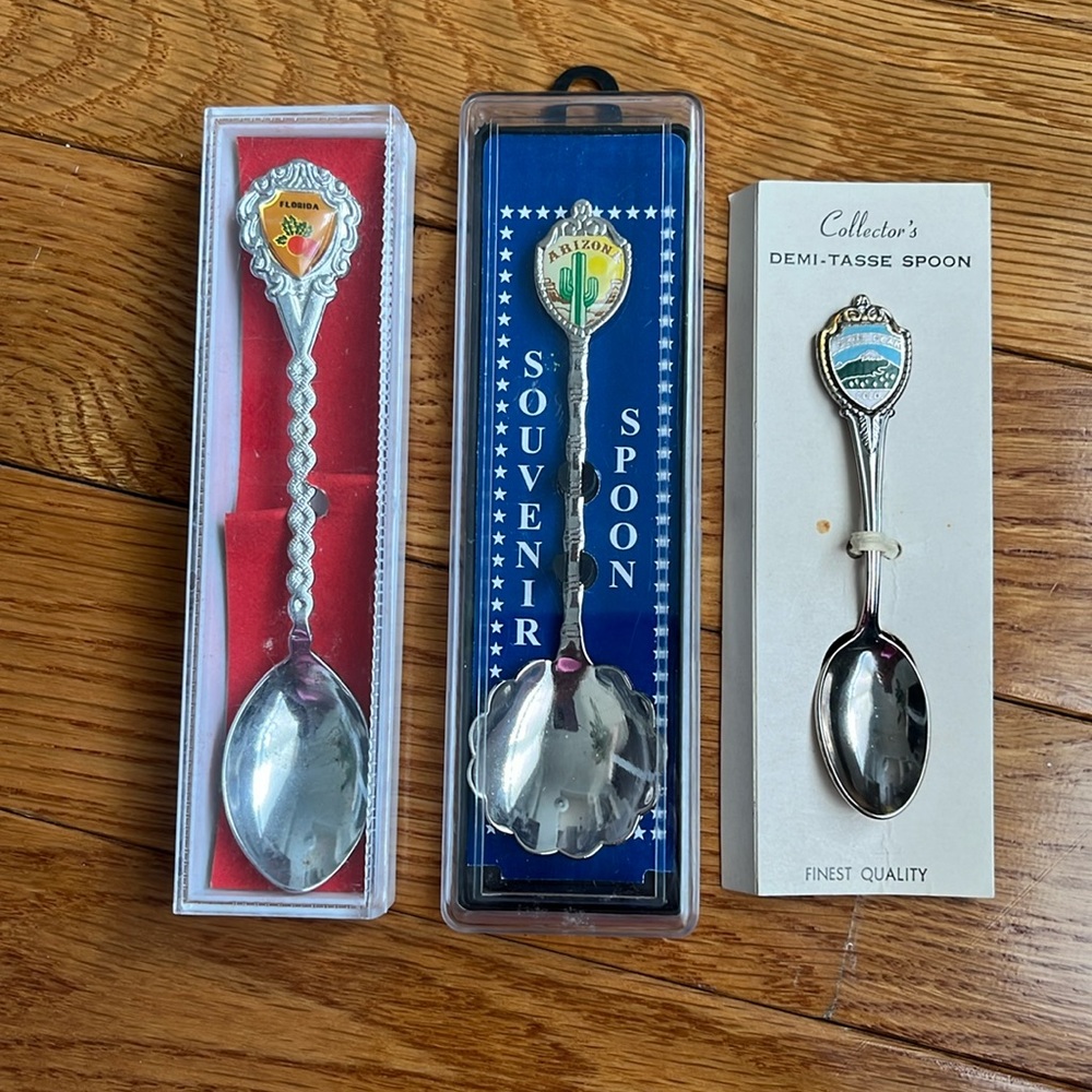 Set of Three (3) Vintage Silver Souvenir Spoons
